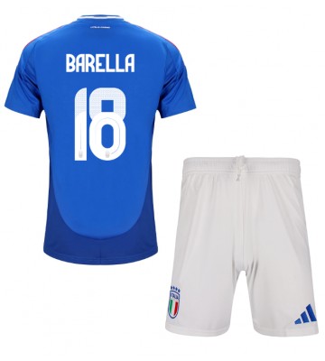 Italien Nicolo Barella #18 Replika Babytøj Hjemmebanesæt Børn EM 2024 Kortærmet (+ Korte bukser)